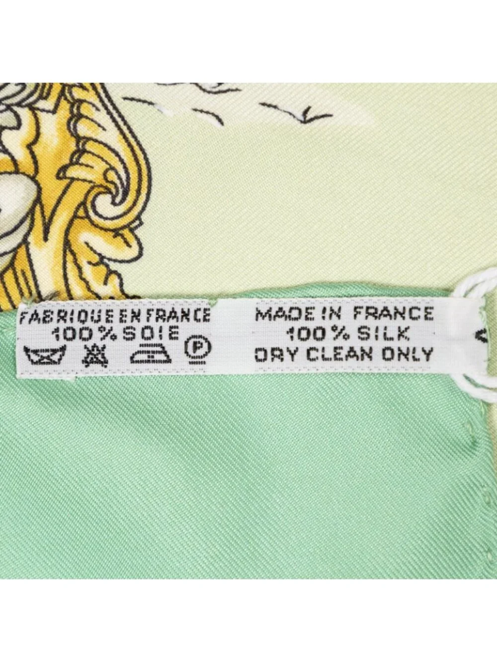 Hermes Scarf Green Gold Silk